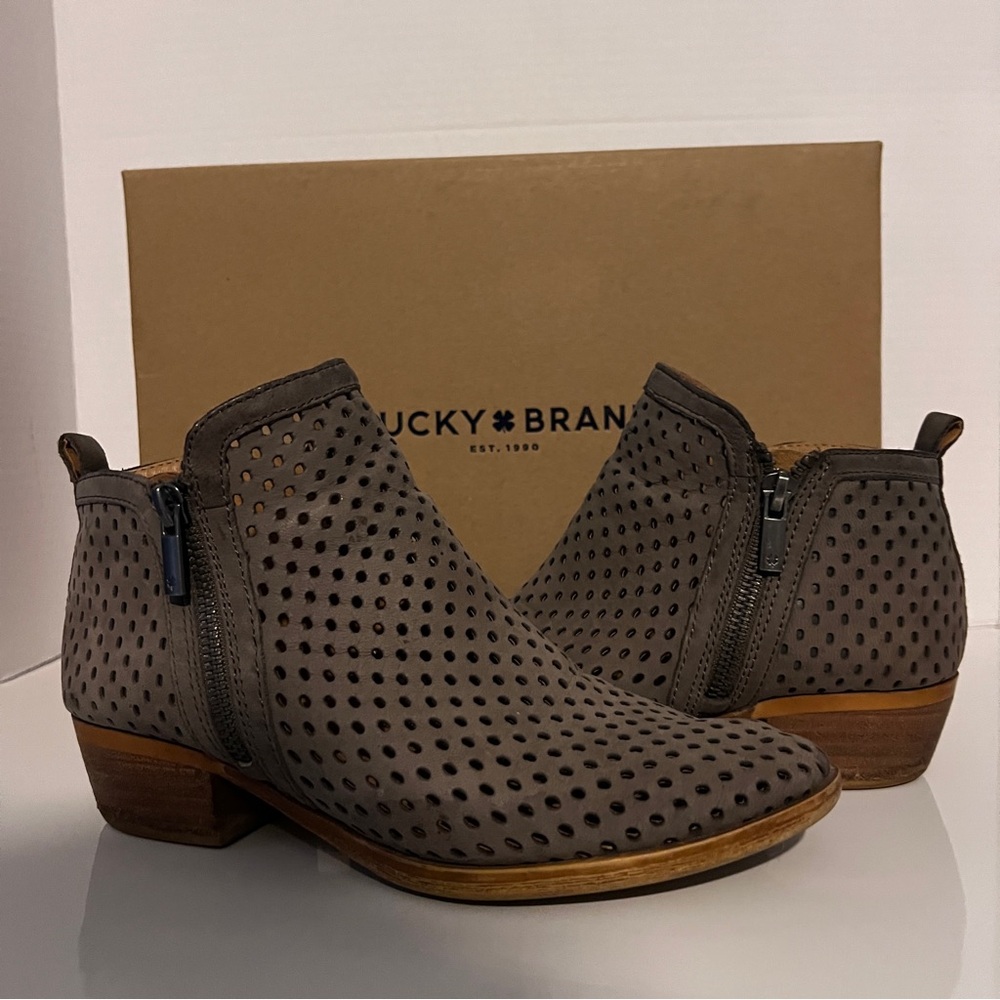 Lucky Brand | Gray Booties | Leather Ankle Boots | Women’s 7